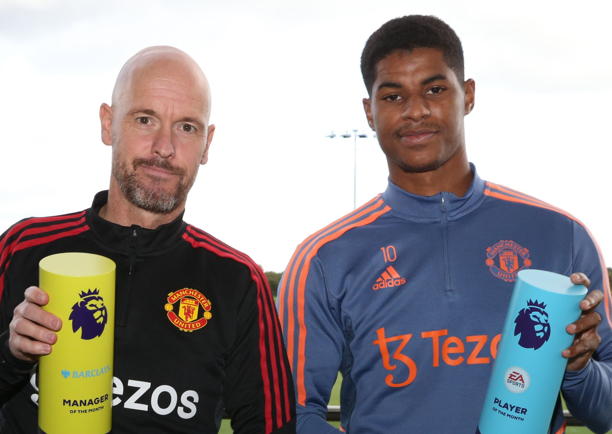 Erik Ten Hag and Marcus Rashford Win September Premier League Awards